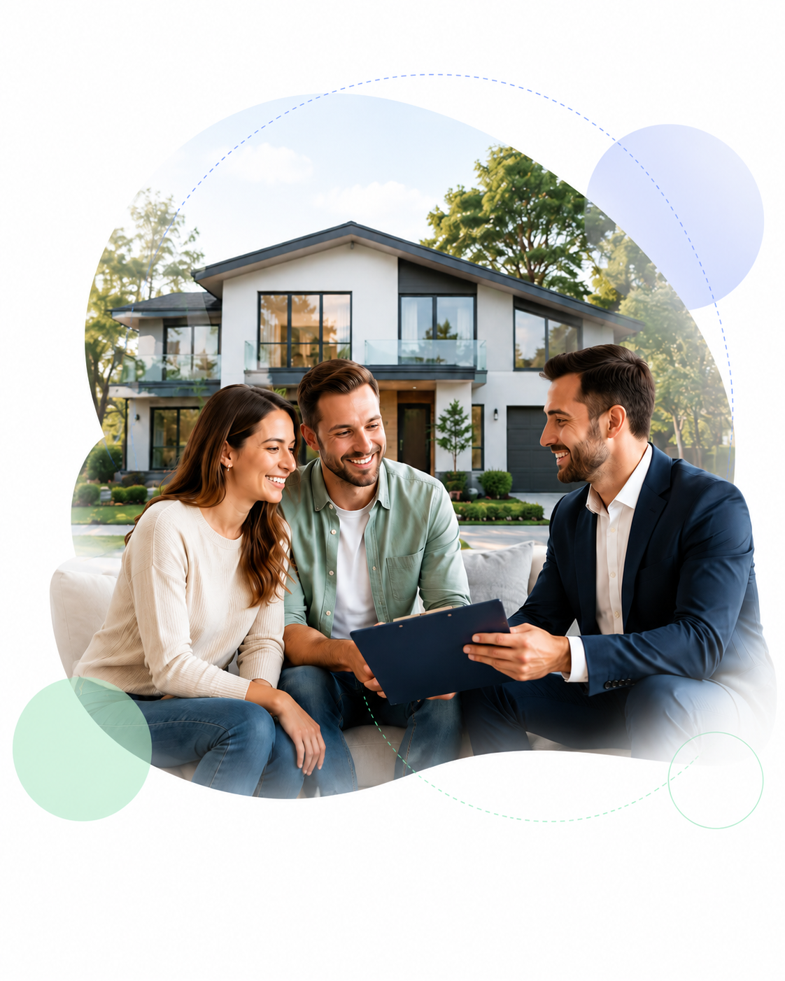 A family reviewing a cash offer with a Mordecai Properties agent